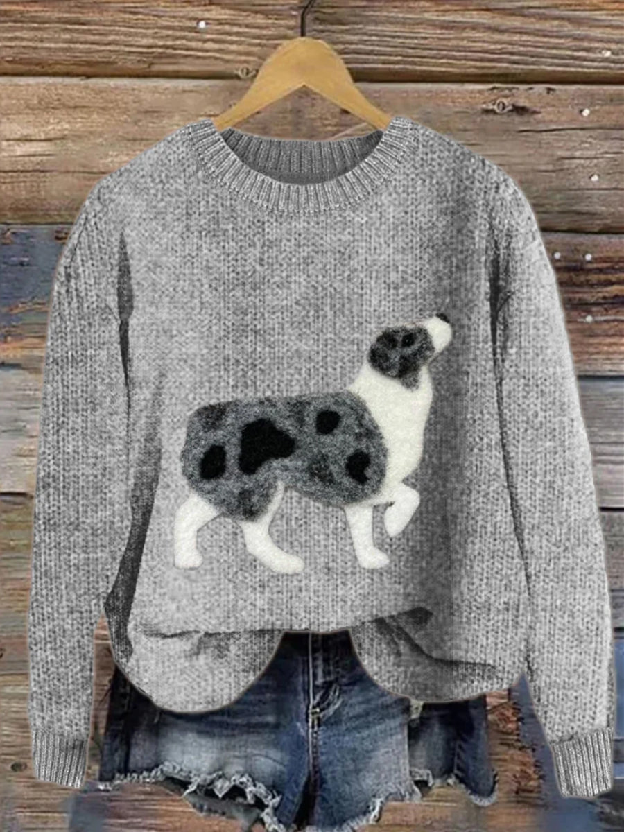 Frauen australischer Schäferhund Filz gemütlicher Strick pullover