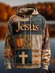 Herren Retro Casual Faith Cross Halloween Kunstdruck Übergroße Schulter taschen Hoodie