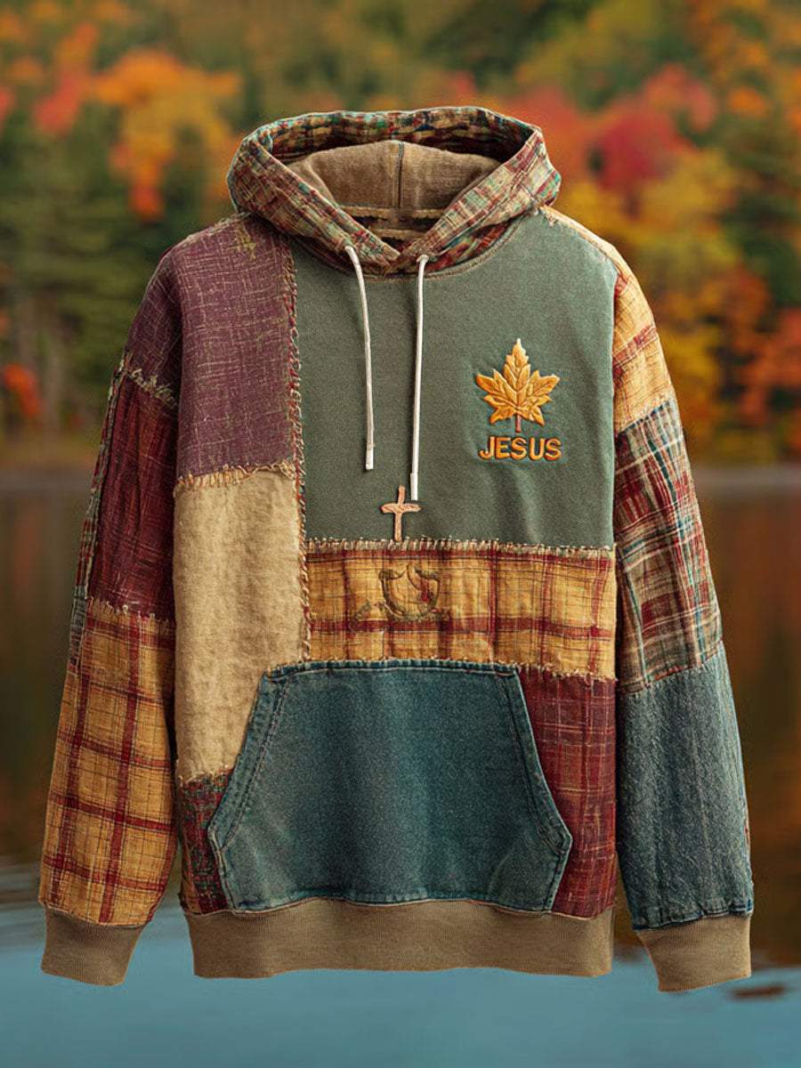 Herren Retro Casual Faith Cross Art Print Übergroße Schulter taschen Hoodie