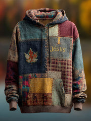 Herren Retro Casual Faith Cross Art Print Übergroße Schulter taschen Hoodie