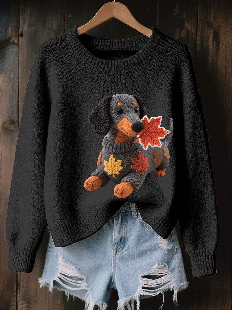 Damen Herbst Hund Kunstdruck Langarm Sweatshirt