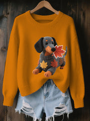 Damen Herbst Hund Kunstdruck Langarm Sweatshirt