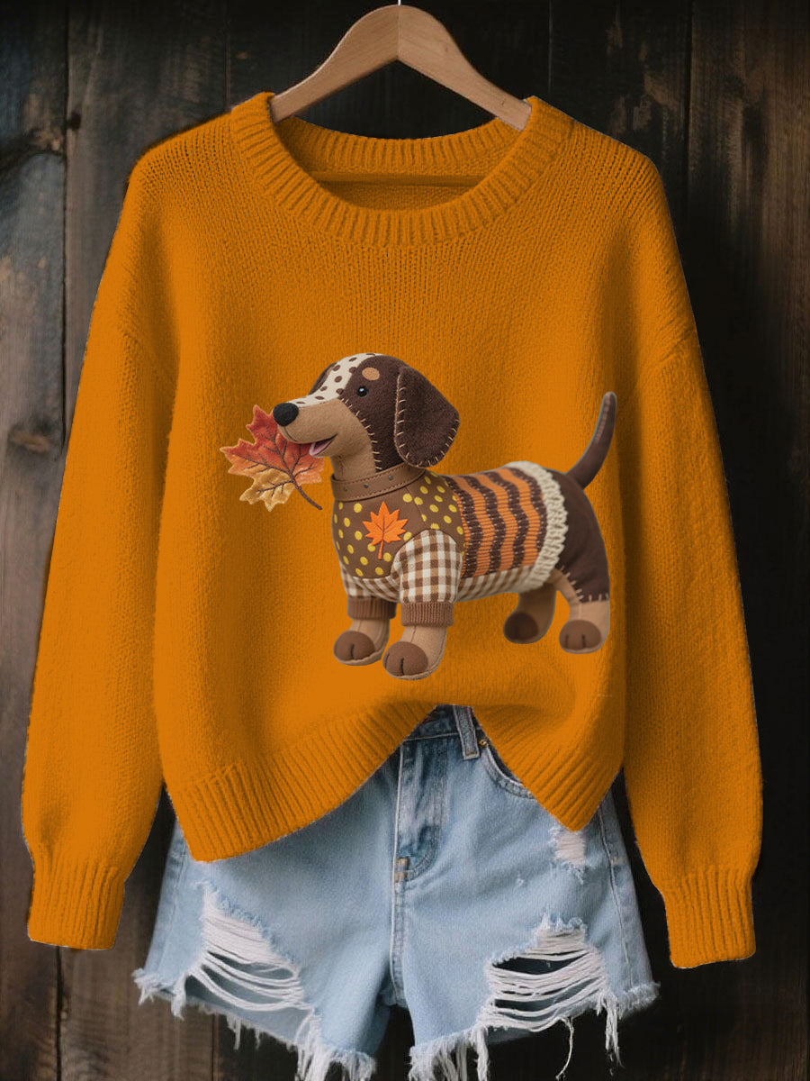 Damen Herbst Hund Kunstdruck Langarm Sweatshirt