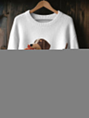 Damen Herbst Hund Kunstdruck Langarm Sweatshirt