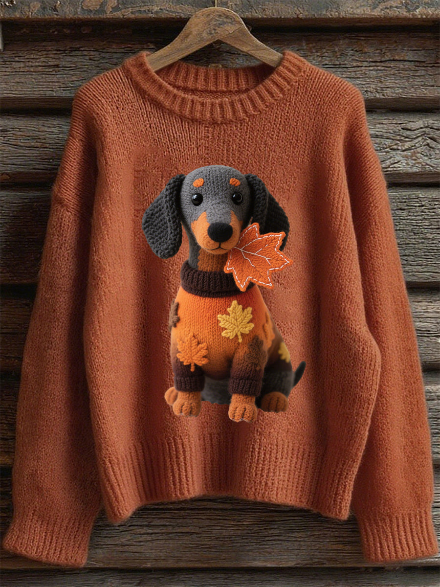 Damen Herbst Hund Kunstdruck Langarm Sweatshirt