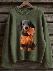 Damen Herbst Hund Kunstdruck Langarm Sweatshirt