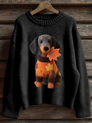 Damen Herbst Hund Kunstdruck Langarm Sweatshirt