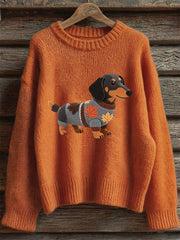 Damen Herbst Hund Kunstdruck Langarm Sweatshirt
