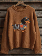 Damen Herbst Hund Kunstdruck Langarm Sweatshirt