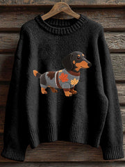 Damen Herbst Hund Kunstdruck Langarm Sweatshirt