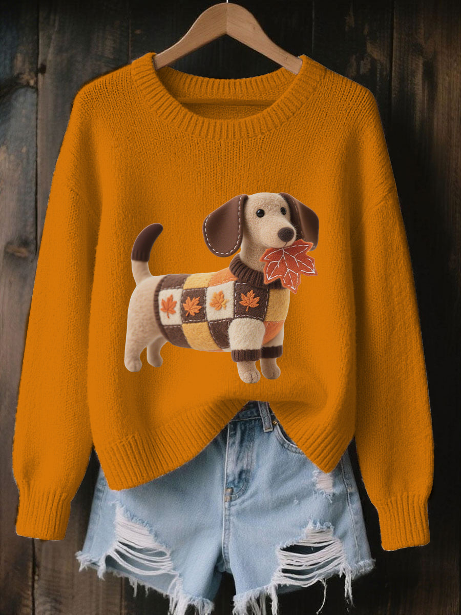Damen Herbst Hund Kunstdruck Langarm Sweatshirt