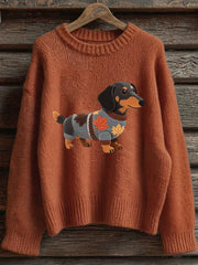 Damen Herbst Hund Kunstdruck Langarm Sweatshirt