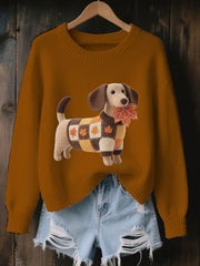 Damen Herbst Hund Kunstdruck Langarm Sweatshirt