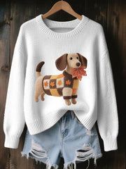 Damen Herbst Hund Kunstdruck Langarm Sweatshirt