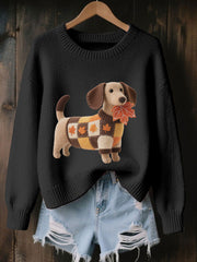 Damen Herbst Hund Kunstdruck Langarm Sweatshirt
