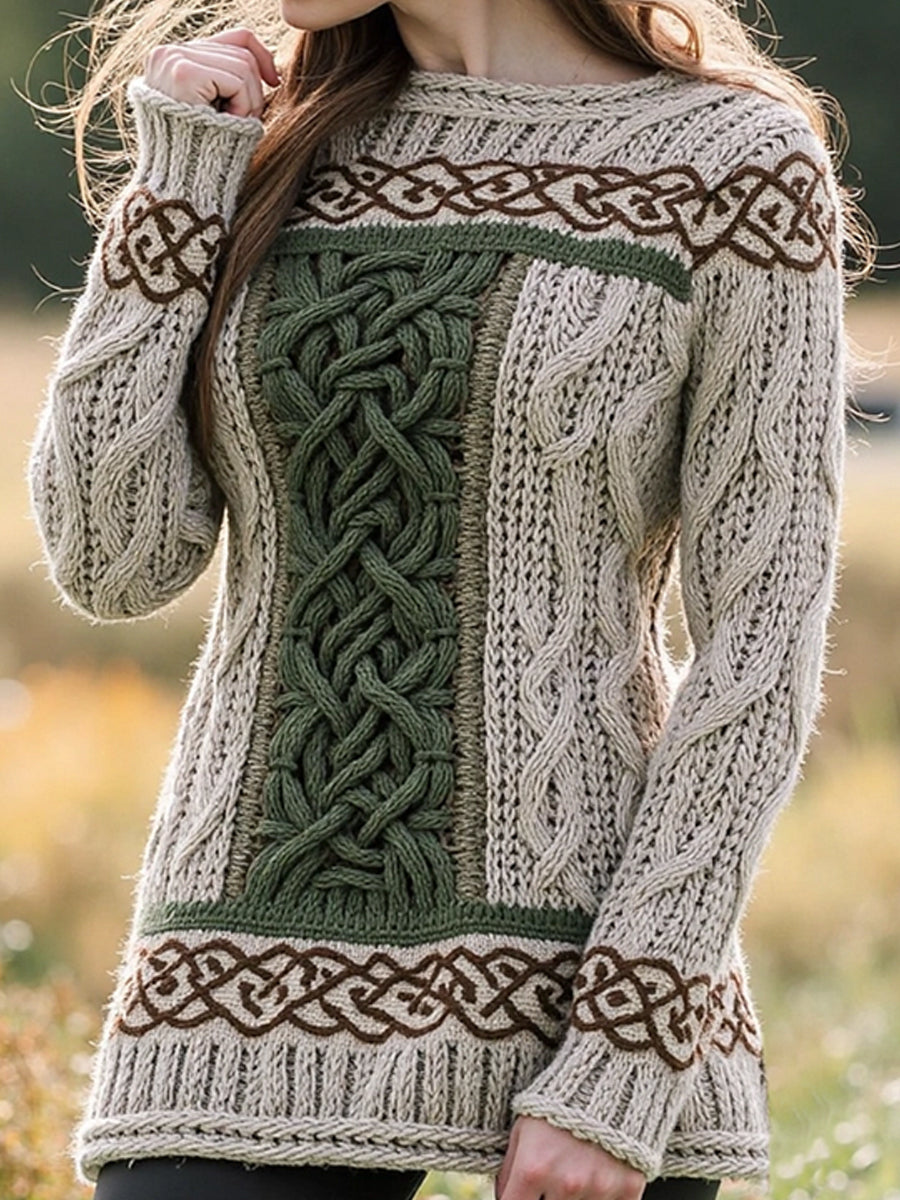 Irische keltische kontrastierende Jacquard-Pullover für Frauen