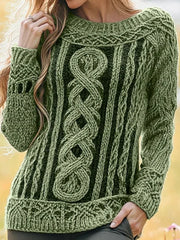 Damen Irischer Vintage Keltischer Knoten Jacquard Pullover