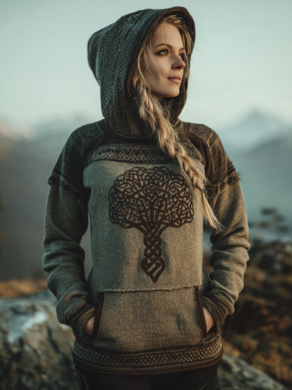Damen Vintage Baum des Lebens Print Hoodie