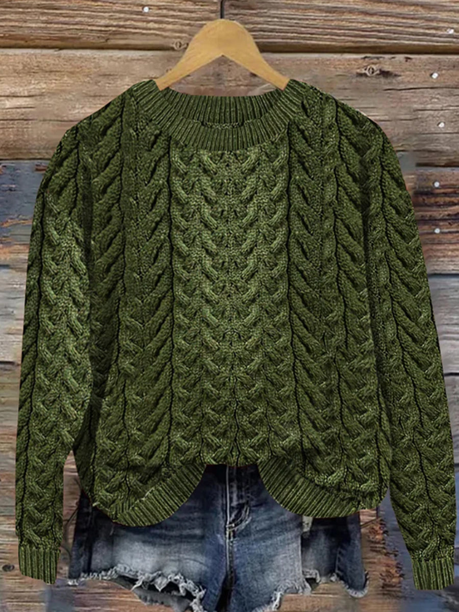 Damen Super weich Waben Aran Pullover mit Rundhals ausschnitt