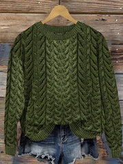 Damen Super weich Waben Aran Pullover mit Rundhals ausschnitt