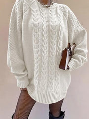 Damen Klobige Strick pullover Pullover mit Rundhals ausschnitt