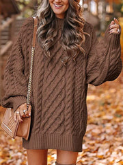 Damen Klobige Strick pullover Pullover mit Rundhals ausschnitt