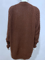 Damen Klobige Strick pullover Pullover mit Rundhals ausschnitt