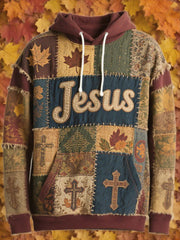 Herren Retro Casual Faith Cross Art Print Übergroße Schulter taschen Hoodie