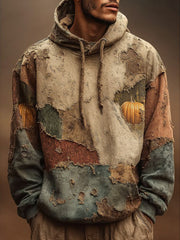 Herren Herbst gefallener Kürbis bedruckter Hoodie