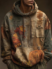Herren Herbst gefallener Kürbis bedruckter Hoodie