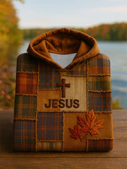 Herren Retro Casual Faith Cross Art Print Übergroße Schulter taschen Hoodie