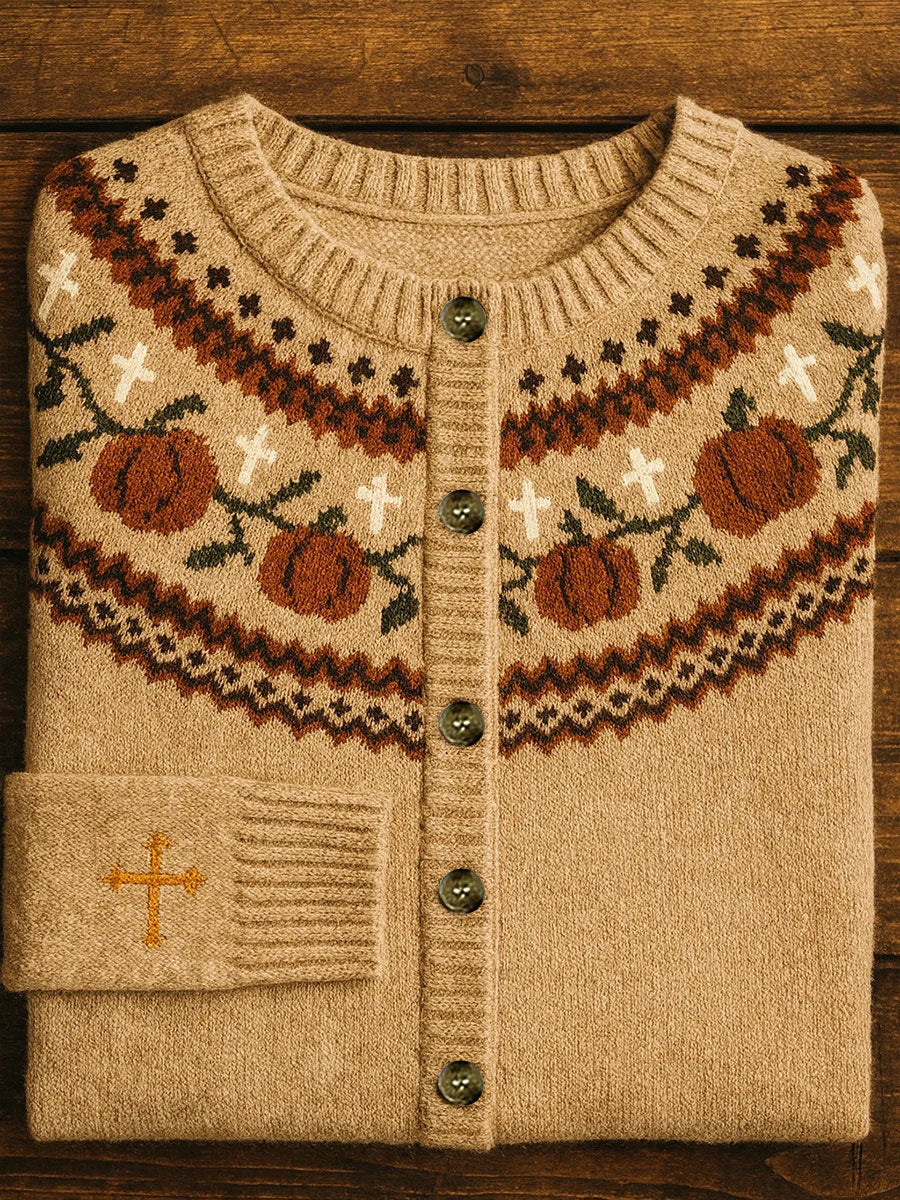 Damen Herbst Kreuz druck Casual Cardigan