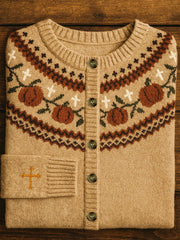 Damen Herbst Kreuz druck Casual Cardigan