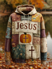 Herren Retro Casual Faith Cross Art Print Übergroße Schulter taschen Hoodie
