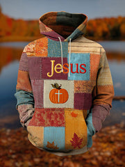 Herren Retro Casual Faith Cross Art Print Übergroße Schulter taschen Hoodie