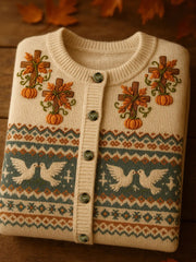 Damen Herbst Kreuz druck Casual Cardigan