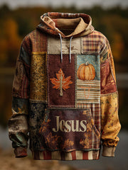Herren Retro Casual Faith Cross Art Print Übergroße Schulter taschen Hoodie