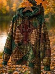 Herren Retro Casual Faith Cross Art Print Übergroße Schulter taschen Hoodie