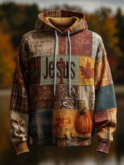 Herren Retro Casual Faith Cross Art Print Übergroße Schulter taschen Hoodie