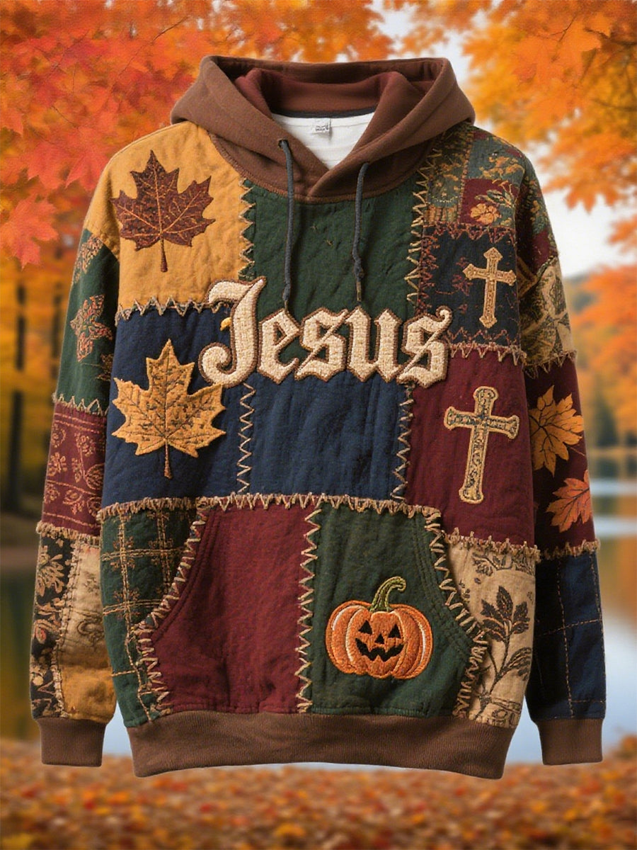 Herren Retro Casual Faith Cross Art Print Übergroße Schulter taschen Hoodie
