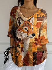Frauen Herbst Tiere Halb-Ärmel T-Shirt