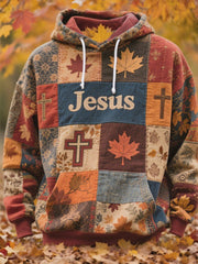Herren Retro Casual Faith Cross Art Print Übergroße Schulter taschen Hoodie