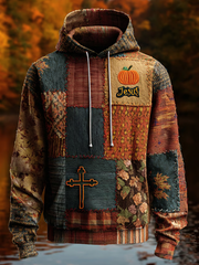 Herren Retro Casual Faith Cross Halloween Kunstdruck Übergroße Schulter taschen Hoodie