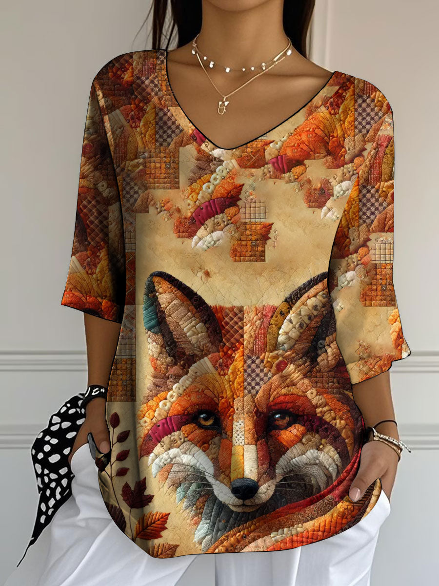 Frauen Herbst Tiere Halb-Ärmel T-Shirt