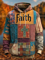 Herren Retro Casual Faith Cross Art Print Übergroße Schulter taschen Hoodie