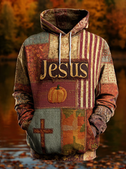 Herren Retro Casual Faith Cross Halloween Kunstdruck Übergroße Schulter taschen Hoodie