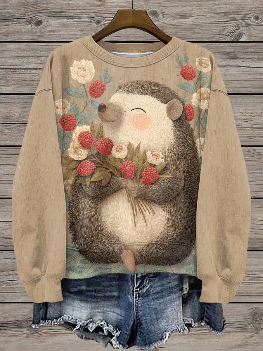 Damen Sweatshirt mit Igel druck
