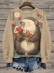Damen Sweatshirt mit Igel druck