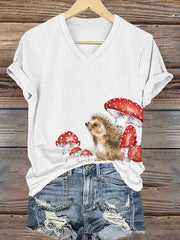Frauen Igel Print Kurzarm T-Shirt