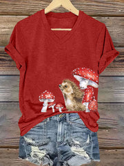 Frauen Igel Print Kurzarm T-Shirt